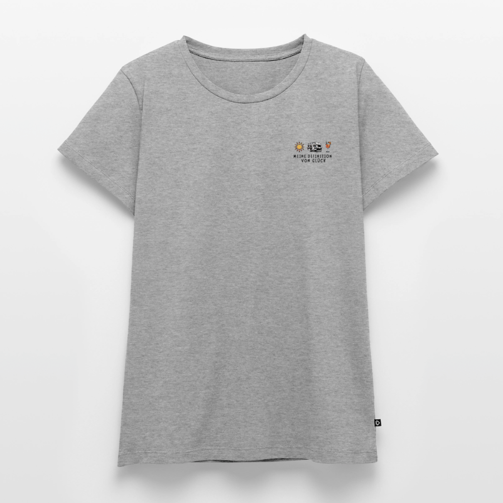 Definition von Glück - Damen Camping T-Shirt - Wohnwagen - Grau meliert