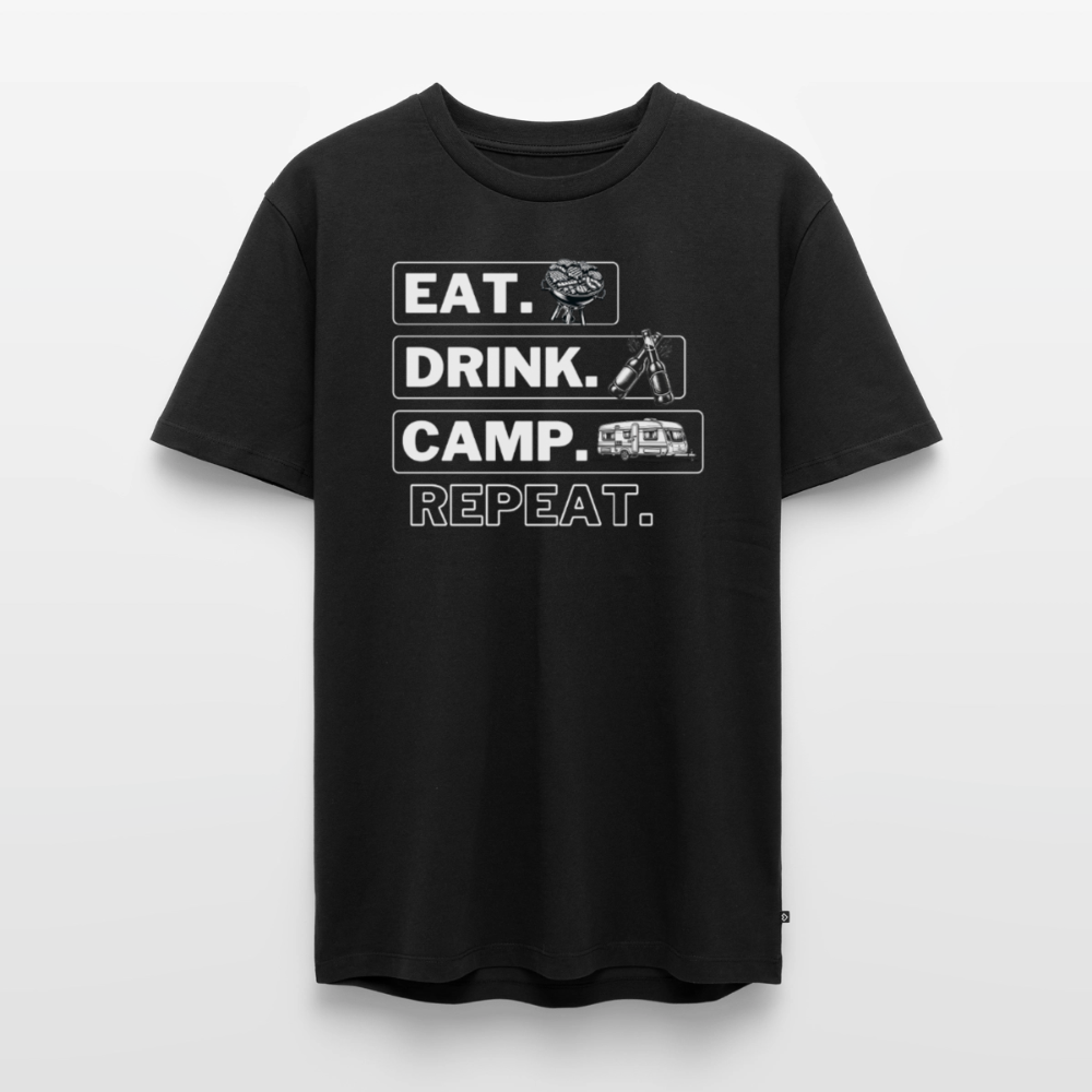 Eat Drink Camp - Herren Camping T-Shirt - Wohnwagen - Schwarz