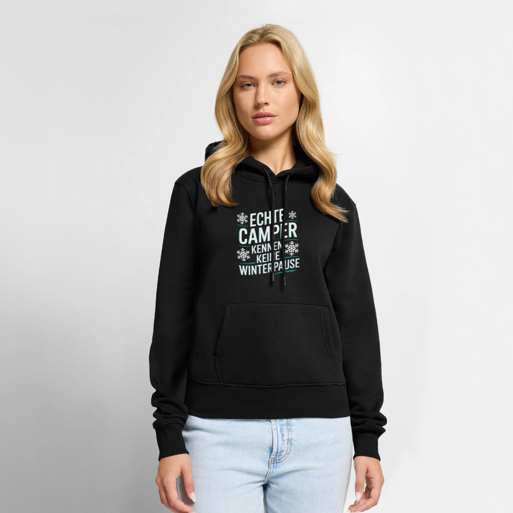 Camper ohne Winterpause - Damen Camping Hoodie - Schwarz