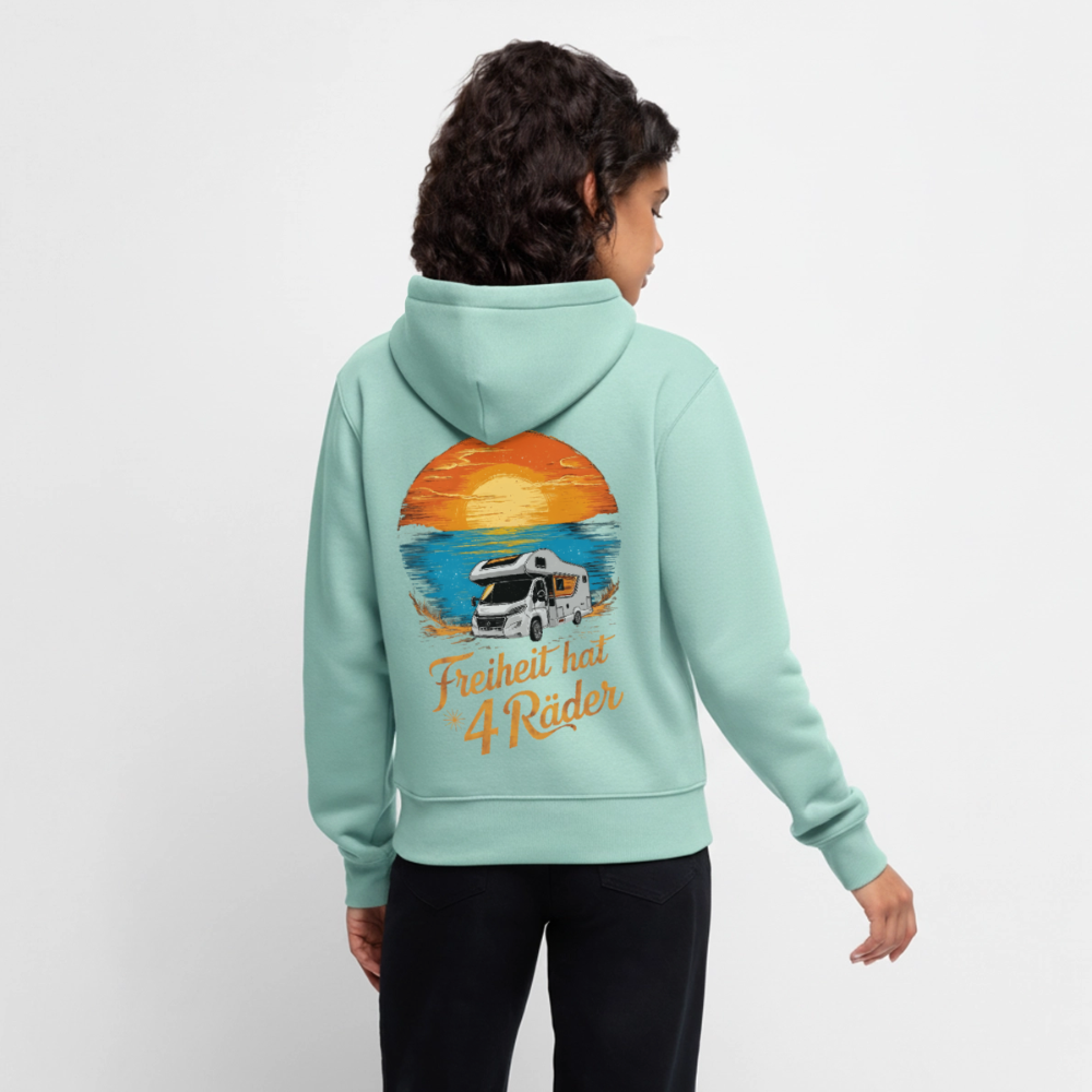 SS - Freiheit hat 4 Räder - Damen Camping Hoodie - Wohnmobil - Mint