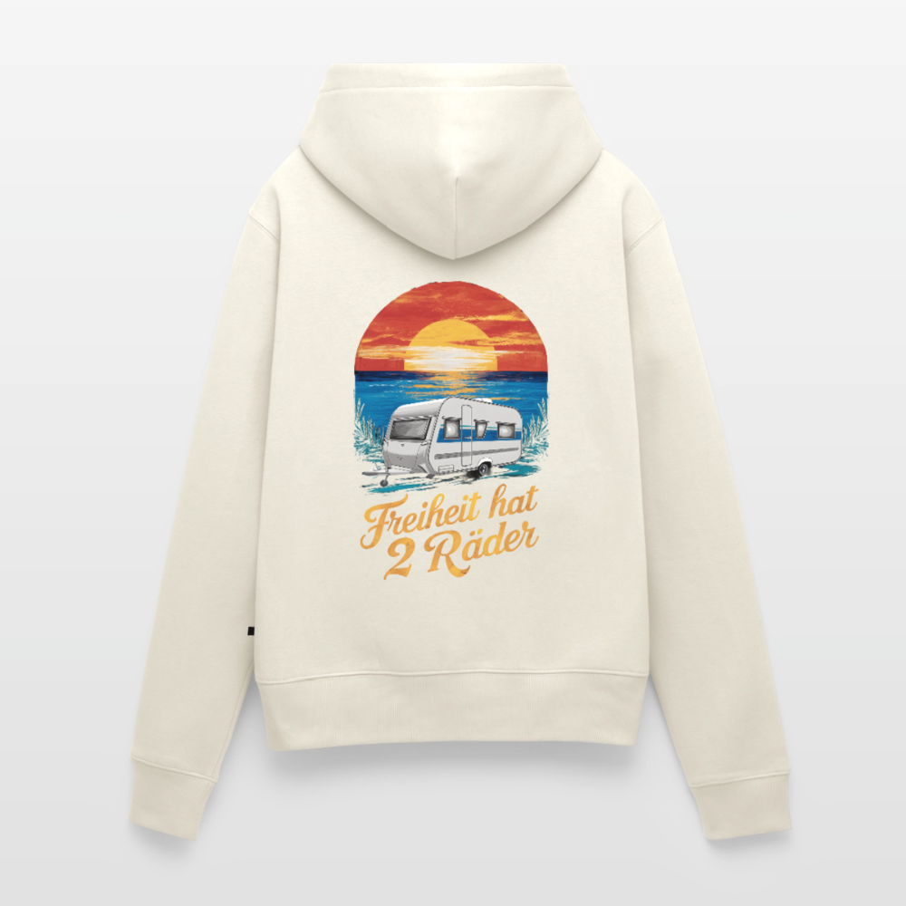 SPOD - Freiheit hat 2 Räder - Damen Camping Hoodie - Wohnwagen - Naturweiß