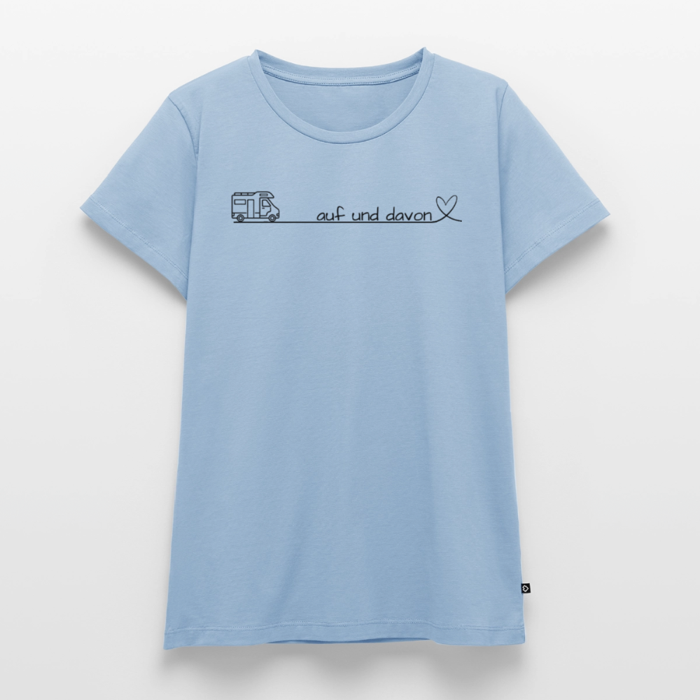 Auf und Davon - Damen Camping T-Shirt - Wohnmobil - Hellblau