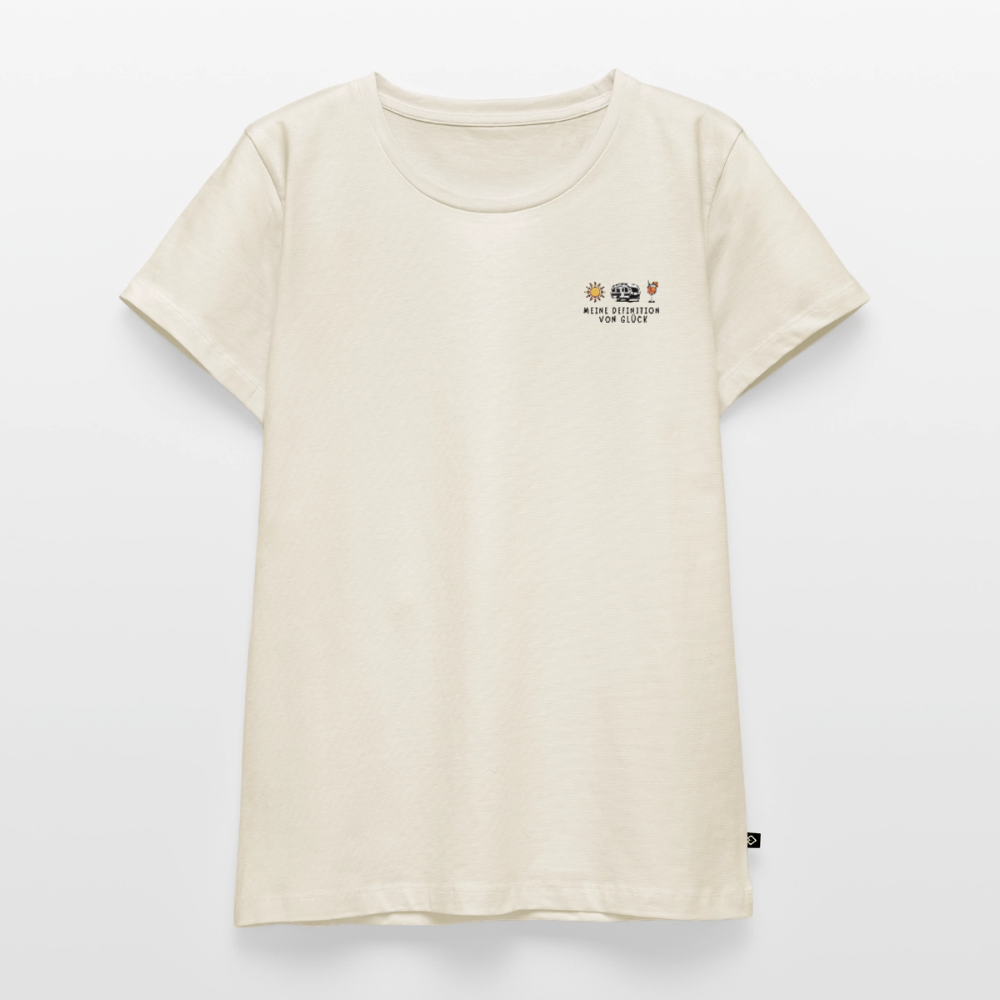 Definition von Glück - Damen Camping T-Shirt - Wohnwagen - Naturweiß