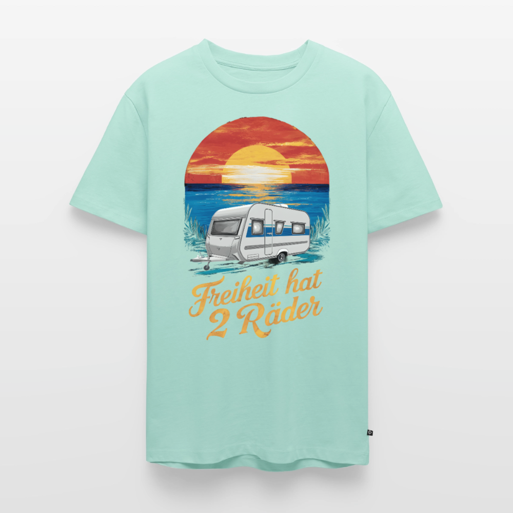 Freiheit hat 2 Räder - Herren Camping T-Shirt - Wohnwagen - Mint