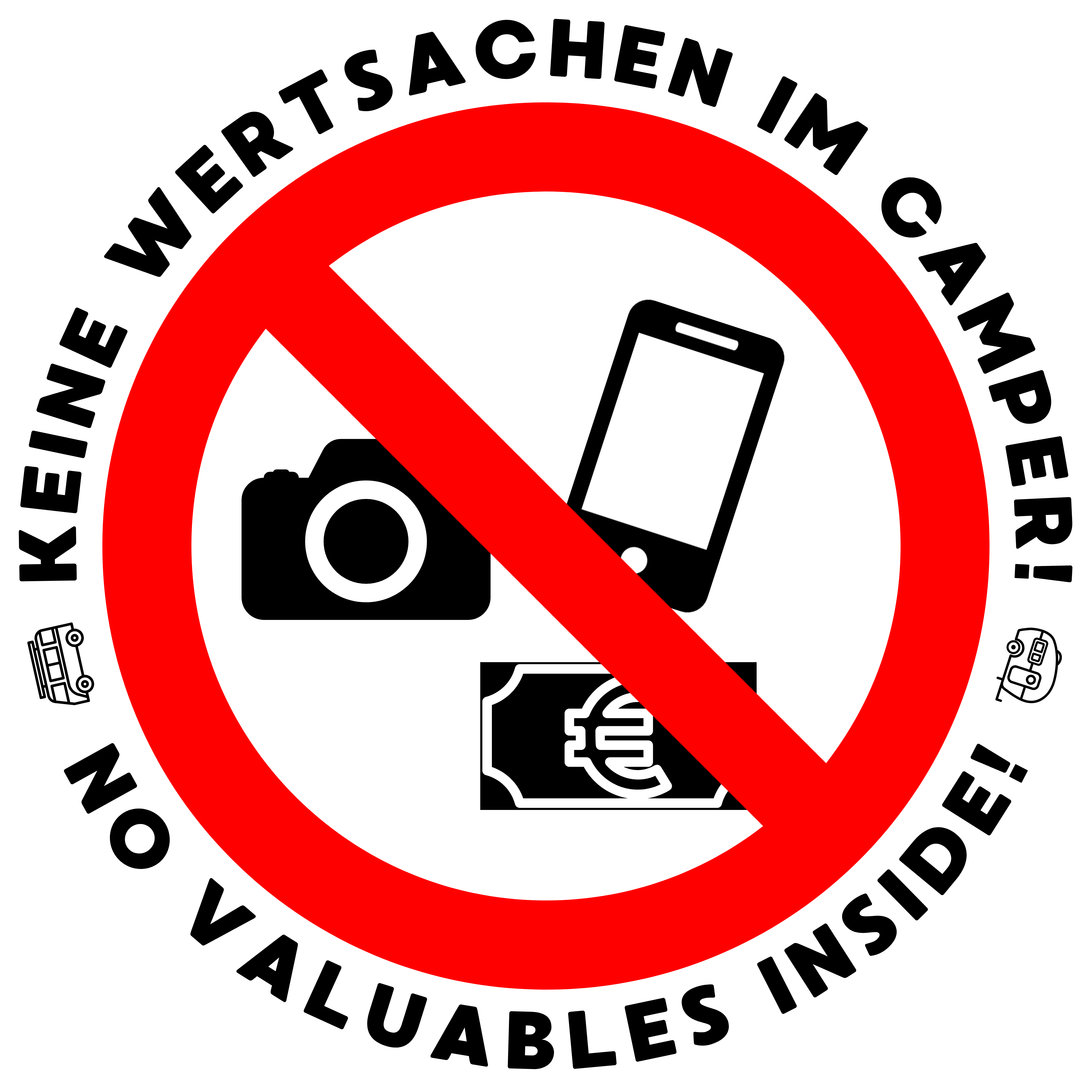 Warnaufkleber - Keine Wertsachen im Camper - LazyDonkeyDesign