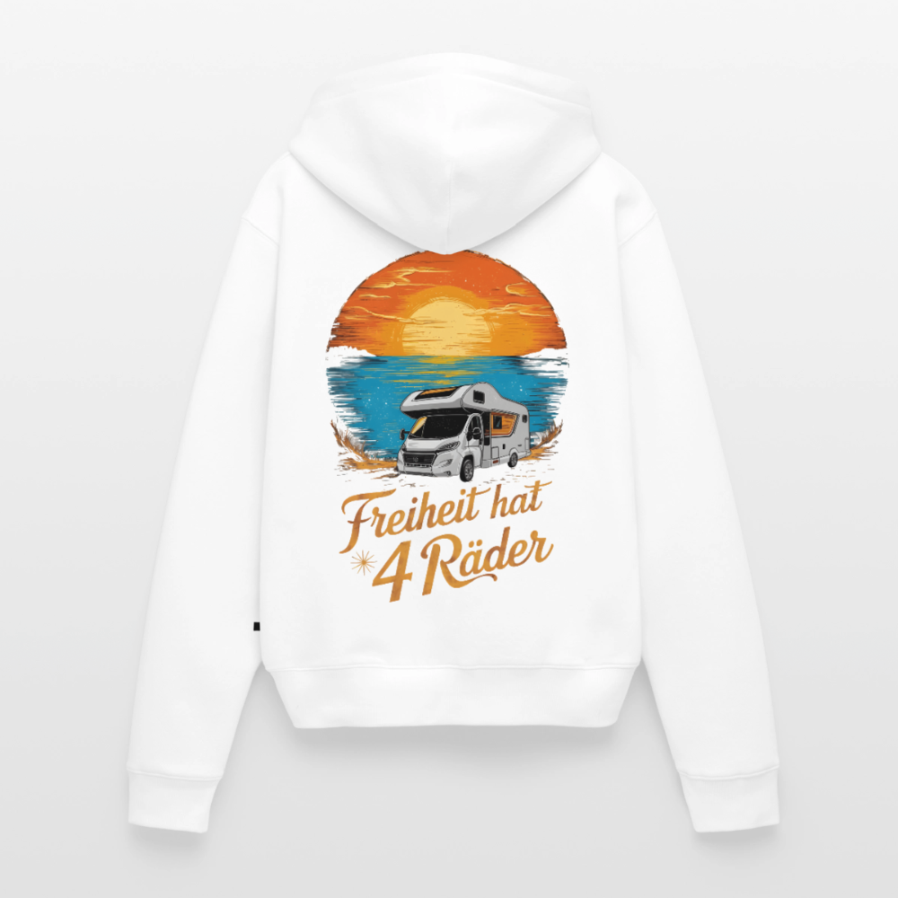 SS - Freiheit hat 4 Räder - Damen Camping Hoodie - Wohnmobil - Weiß