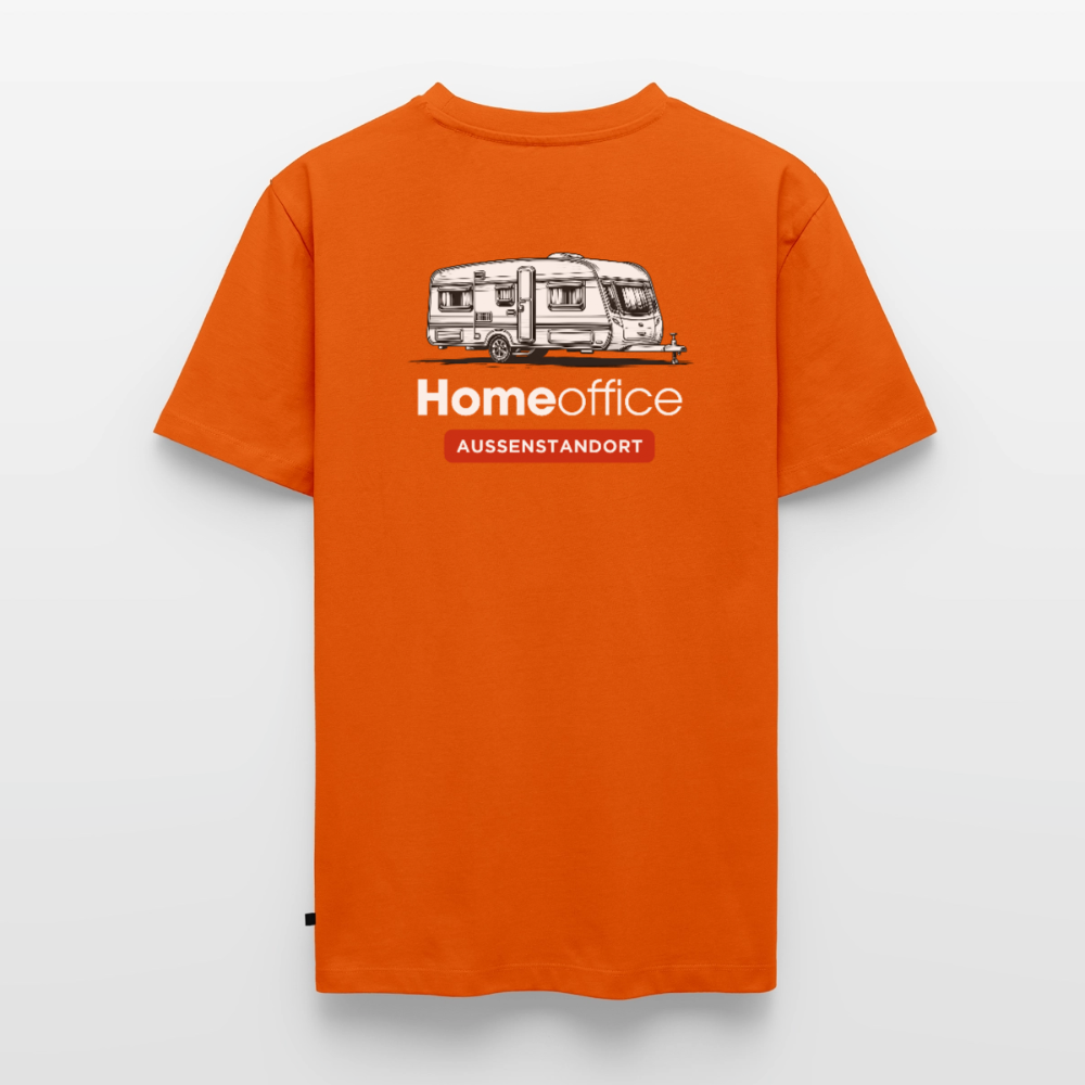 Wohnwagen Homeoffice - Herren Camping T-Shirt - Rückendruck - Orange