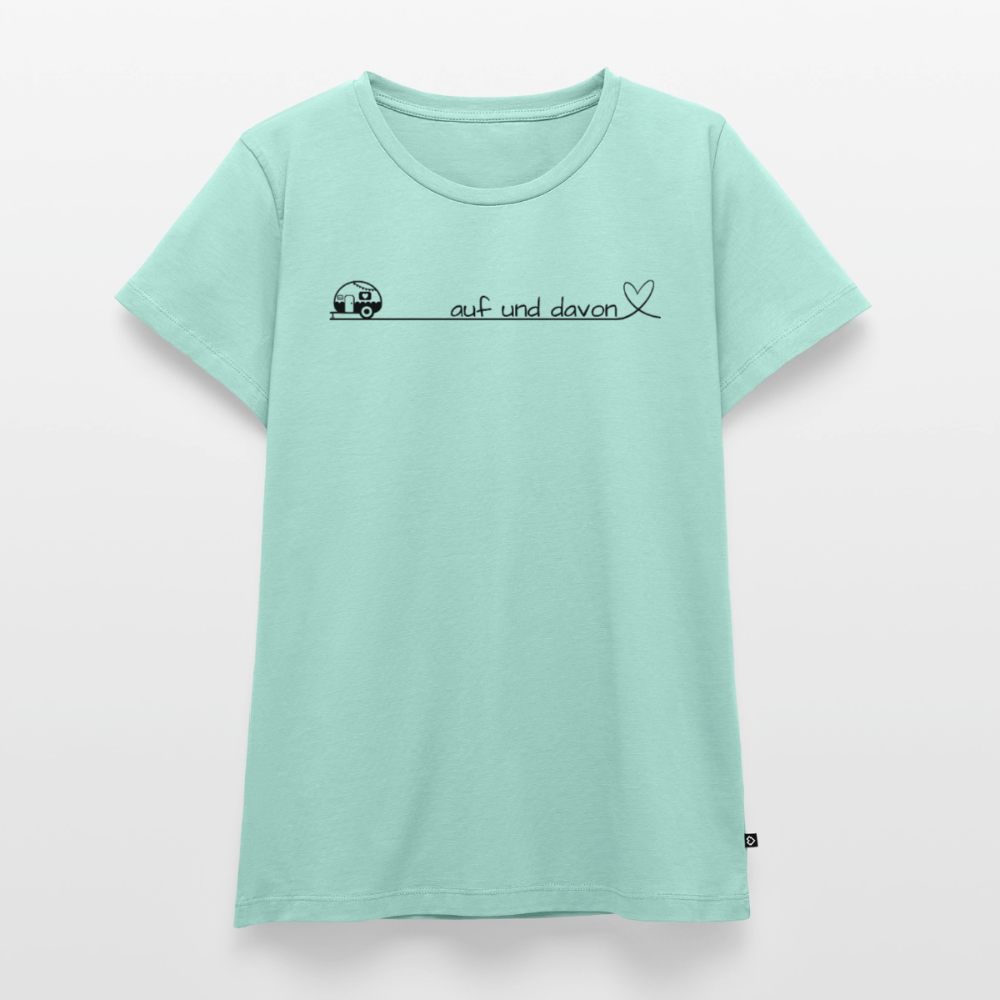 Auf und Davon - Damen Camping T-Shirt - Wohnwagen - Mint