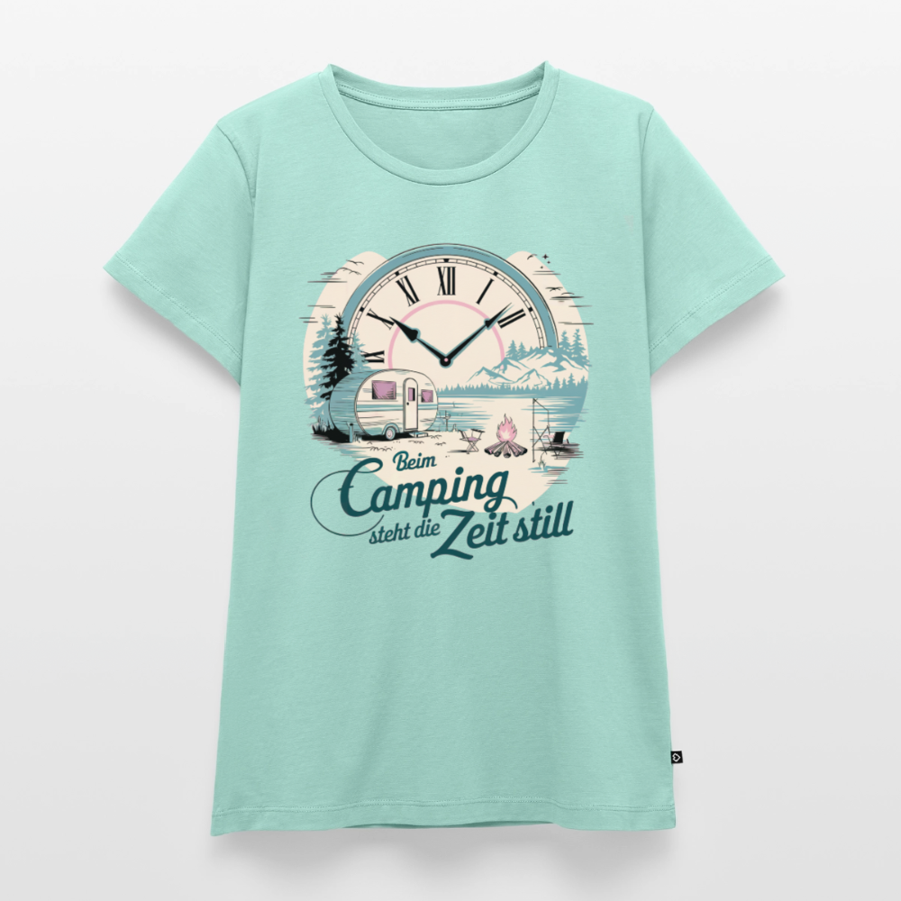 Zeit steht still - Damen Camping T-Shirt - Wohnwagen - Mint