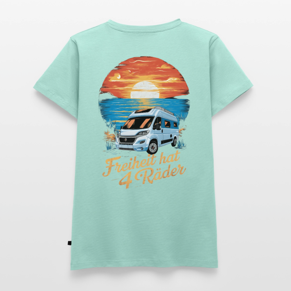 Freiheit hat 4 Räder - Damen Camping T-Shirt - Van - Mint