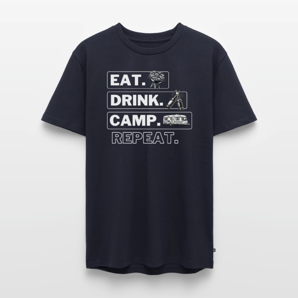 Eat Drink Camp - Herren Camping T-Shirt - Wohnwagen - Navy