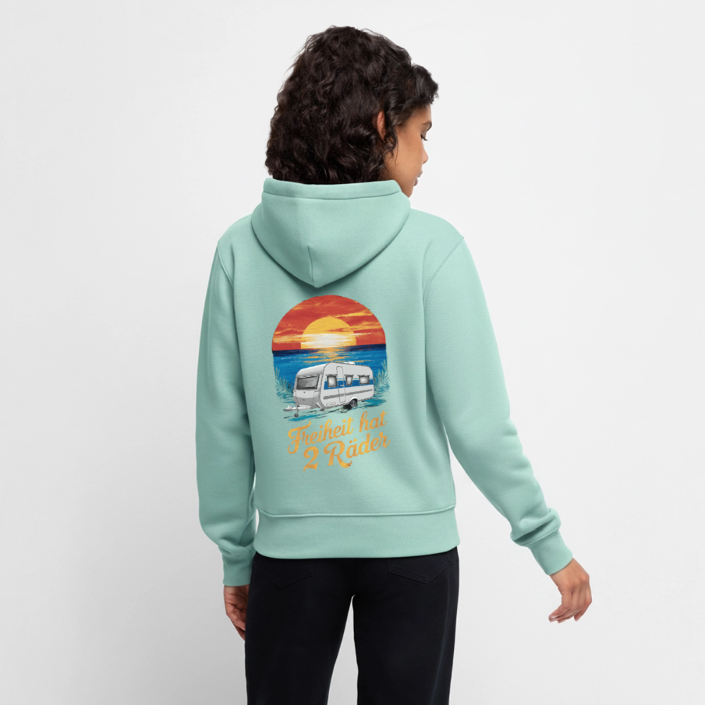 SPOD - Freiheit hat 2 Räder - Damen Camping Hoodie - Wohnwagen - Mint