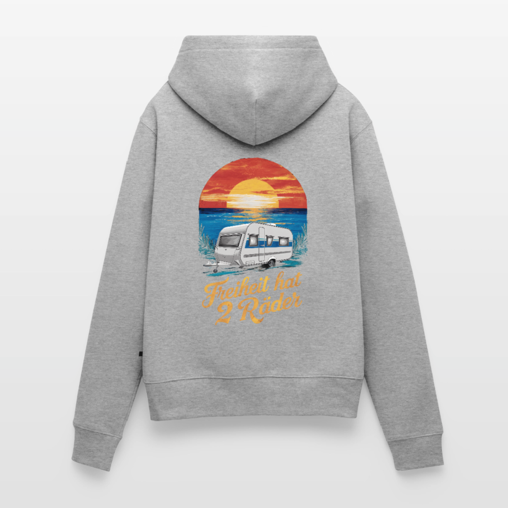 SPOD - Freiheit hat 2 Räder - Damen Camping Hoodie - Wohnwagen - Grau meliert