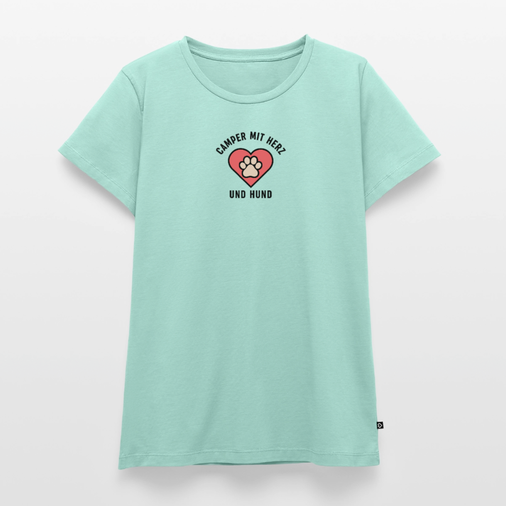Herz und Hund - Damen Camping T-Shirt - Mint