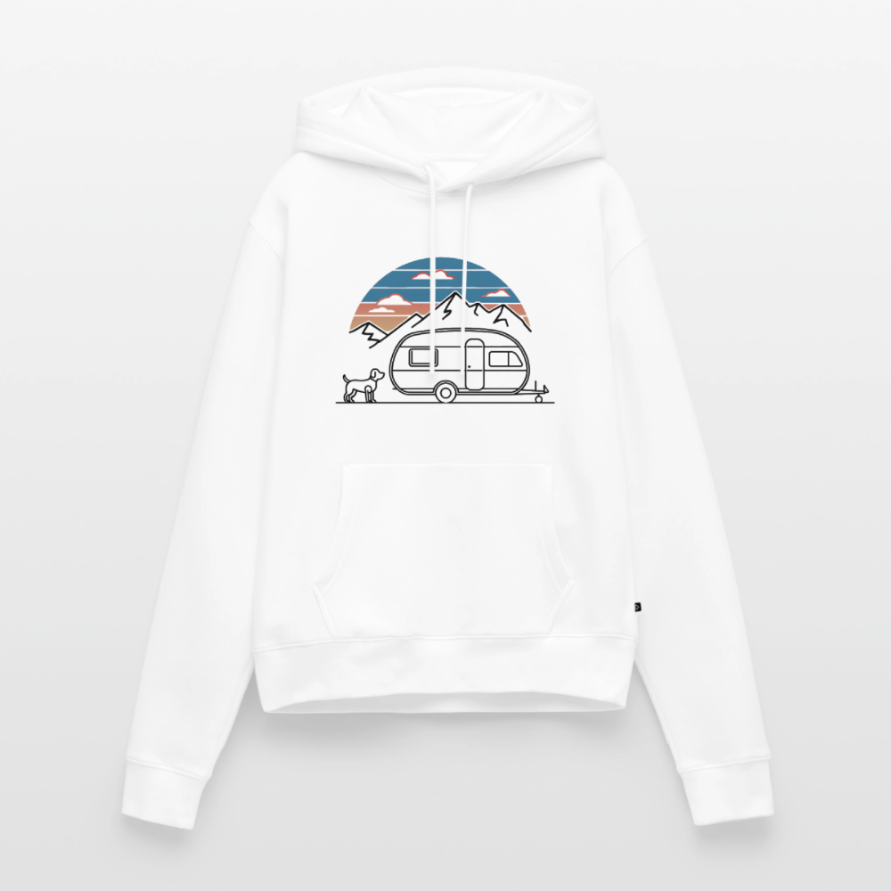SPOD - Wohnwagen mit Hund - Damen Camping Hoodie - Weiß