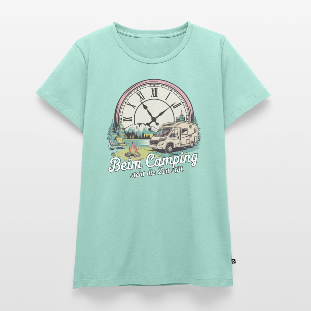 Zeit steht still - Damen Camping T-Shirt - Wohnmobil - Mint