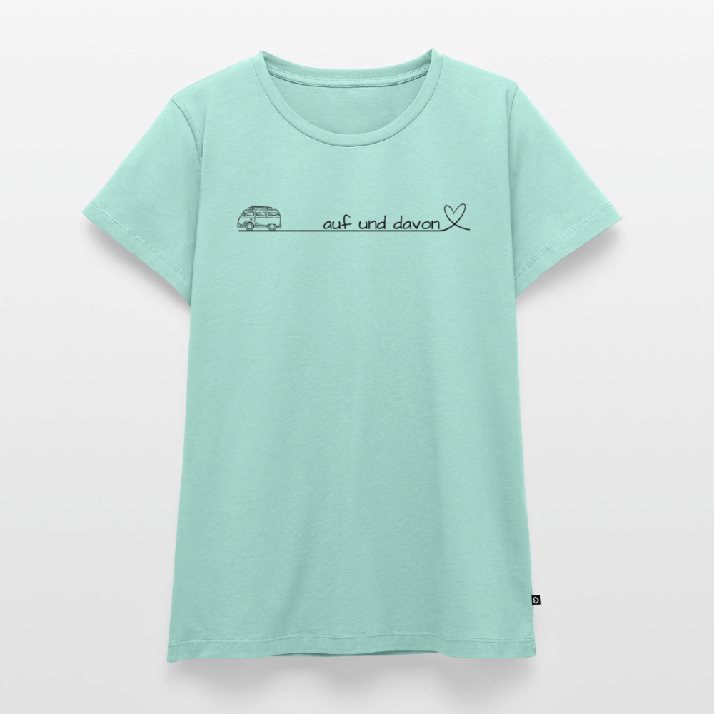 Auf und Davon - Damen Camping T-Shirt - Bulli - Mint