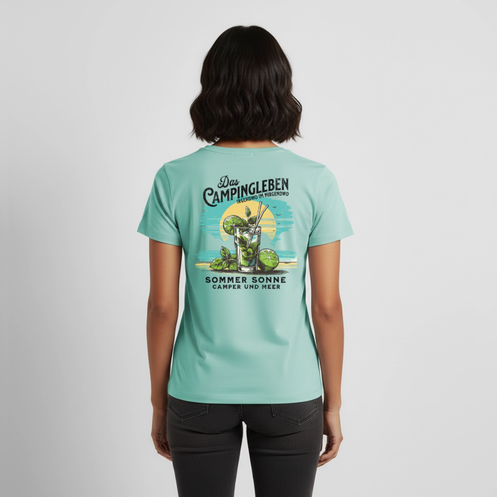Das Campingleben - Damen Camping T-Shirt - Mint