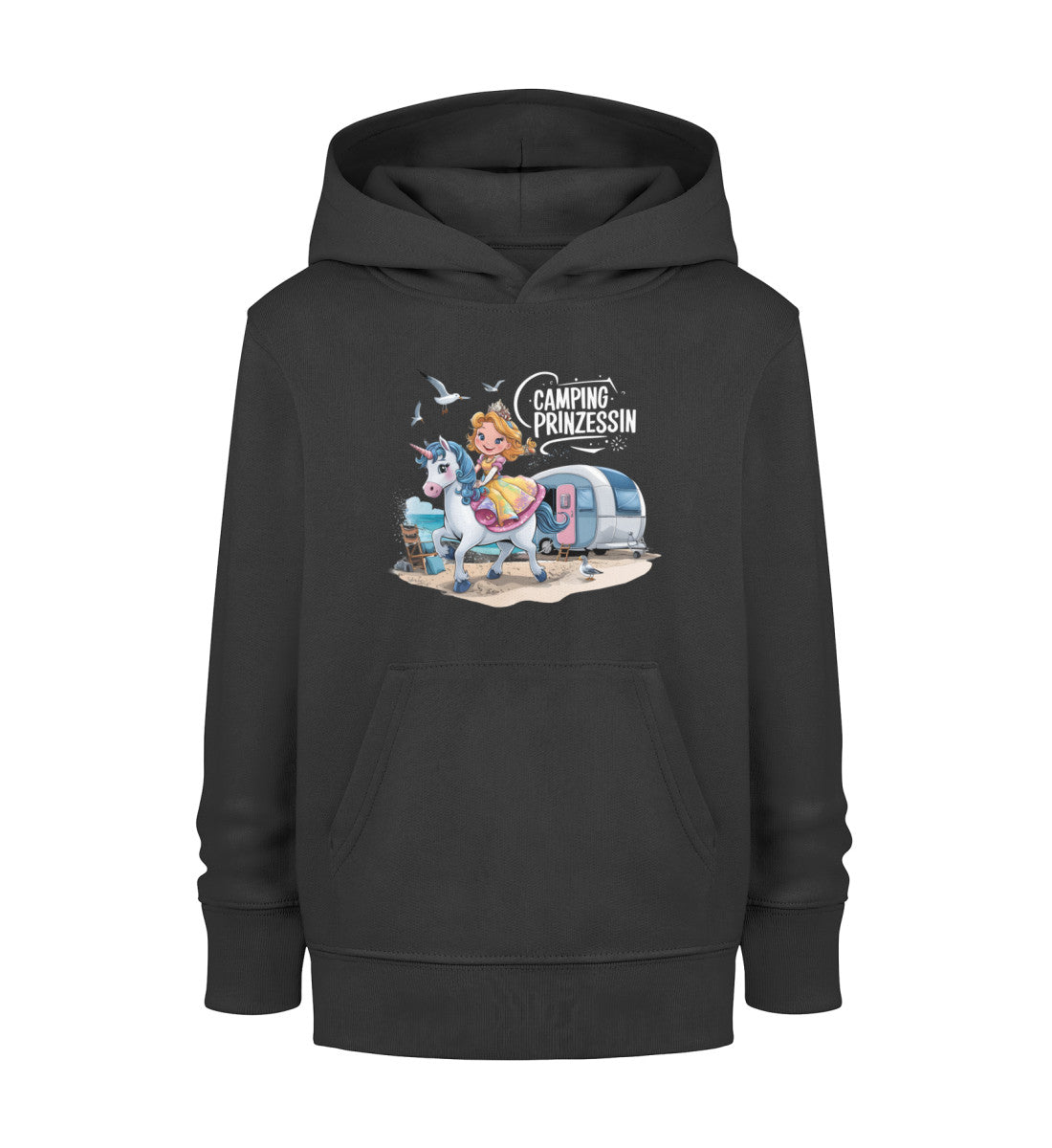 Camping Prinzessin - Kinder Organic Hoodie - LazyDonkeyDesign
