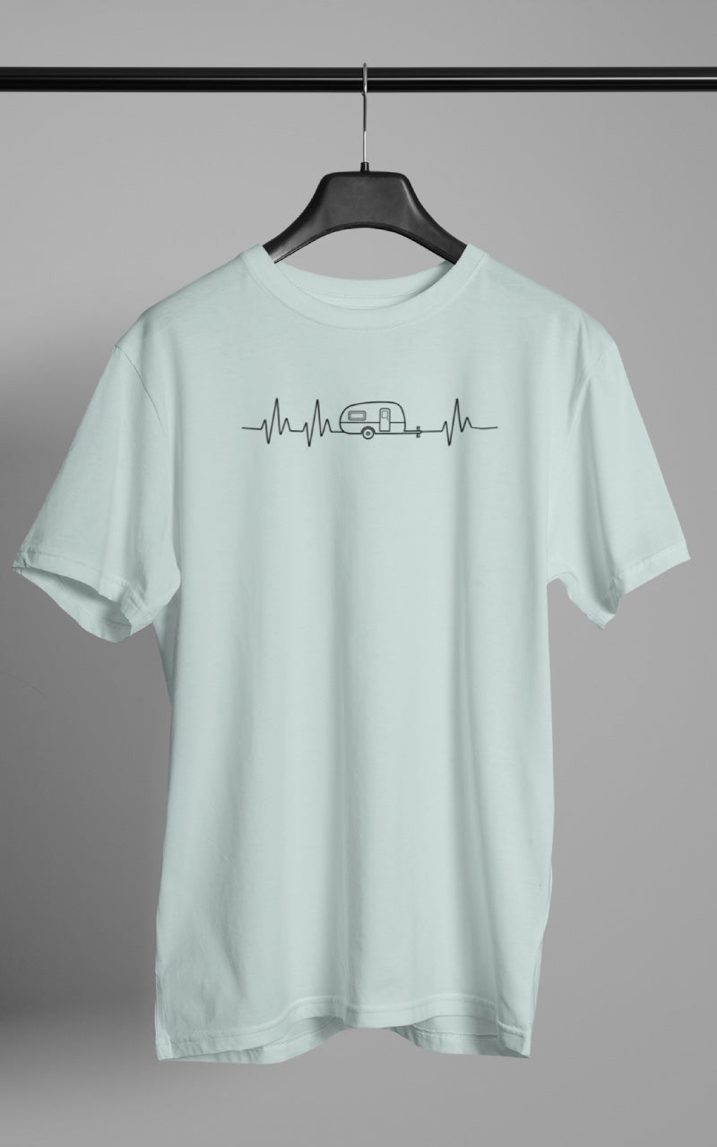 Herzschlag EKG Wohnwagen - Herren Camping T-Shirt