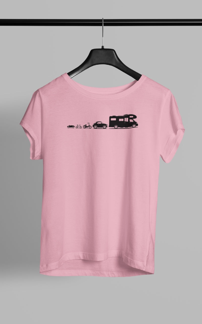 Frauen Camping T-Shirt - Evolution Wohnmobil