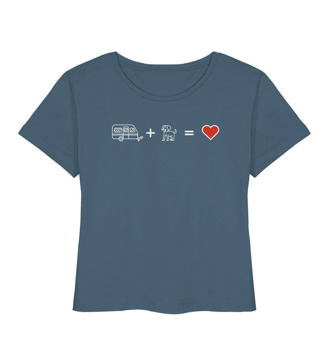 Camping + Hund - Damen Organic T-Shirt - Wohnwagen - LazyDonkeyDesign