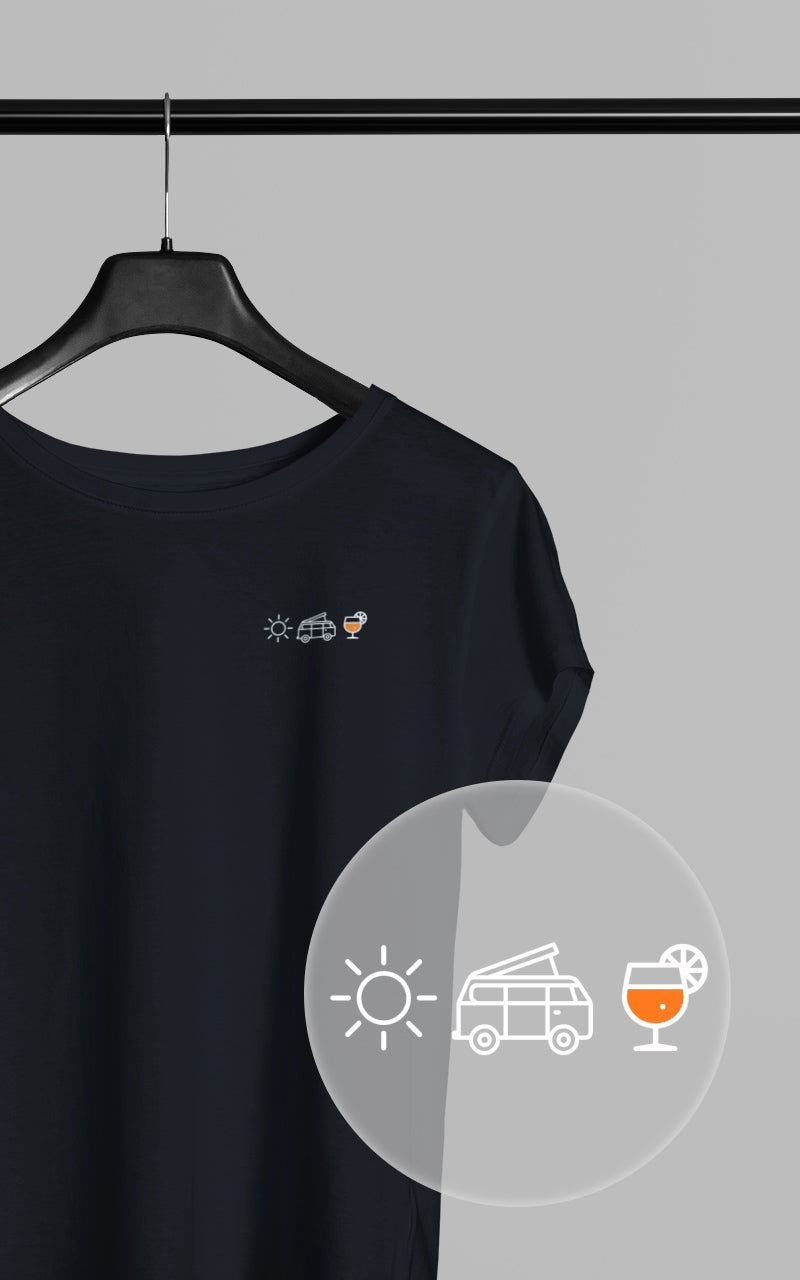 Damen Camping T-Shirt - Sonne Bulli Aperol