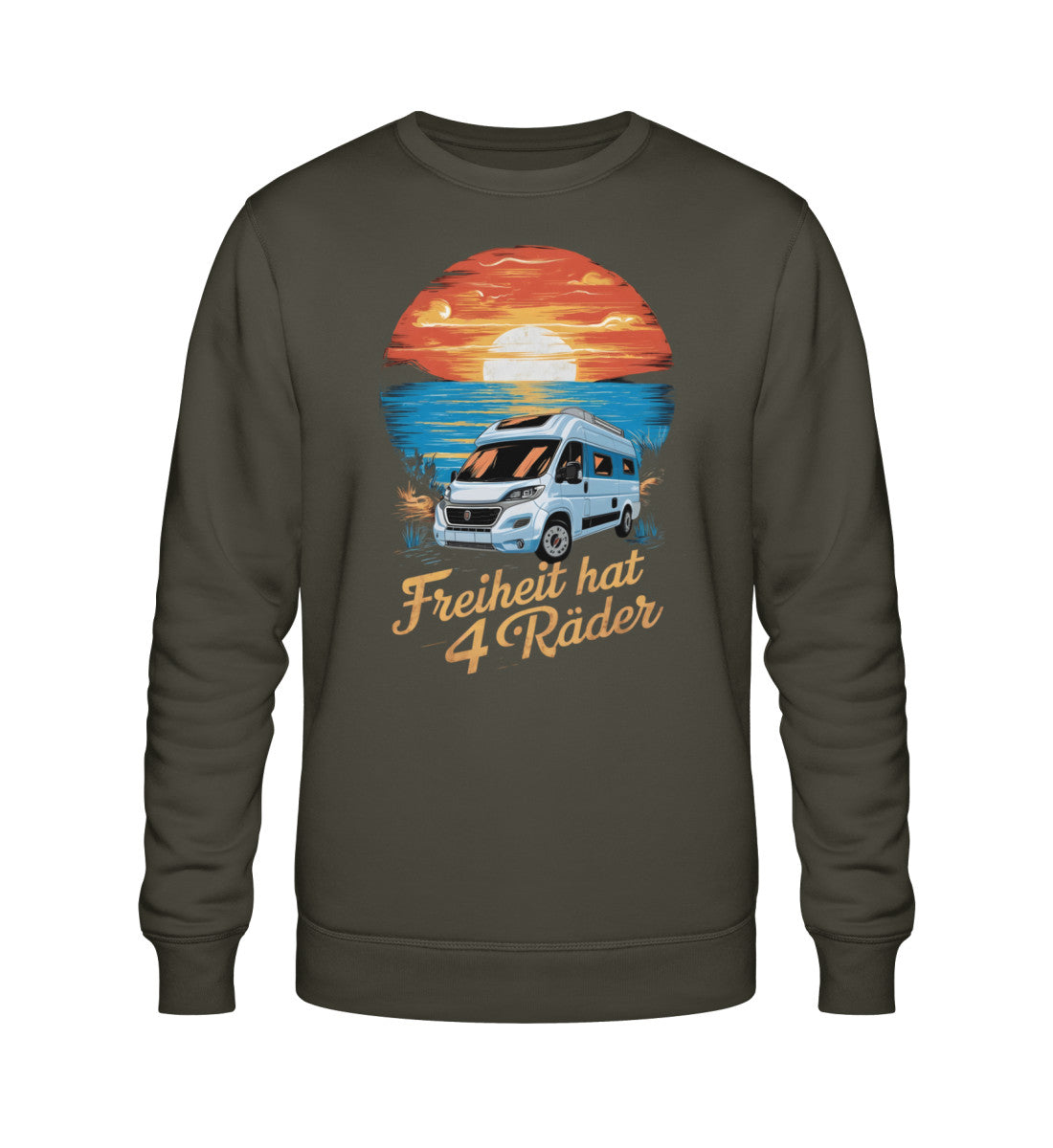 Freiheit hat 4 Räder - Herren Organic Sweatshirt - Vanlife - LazyDonkeyDesign