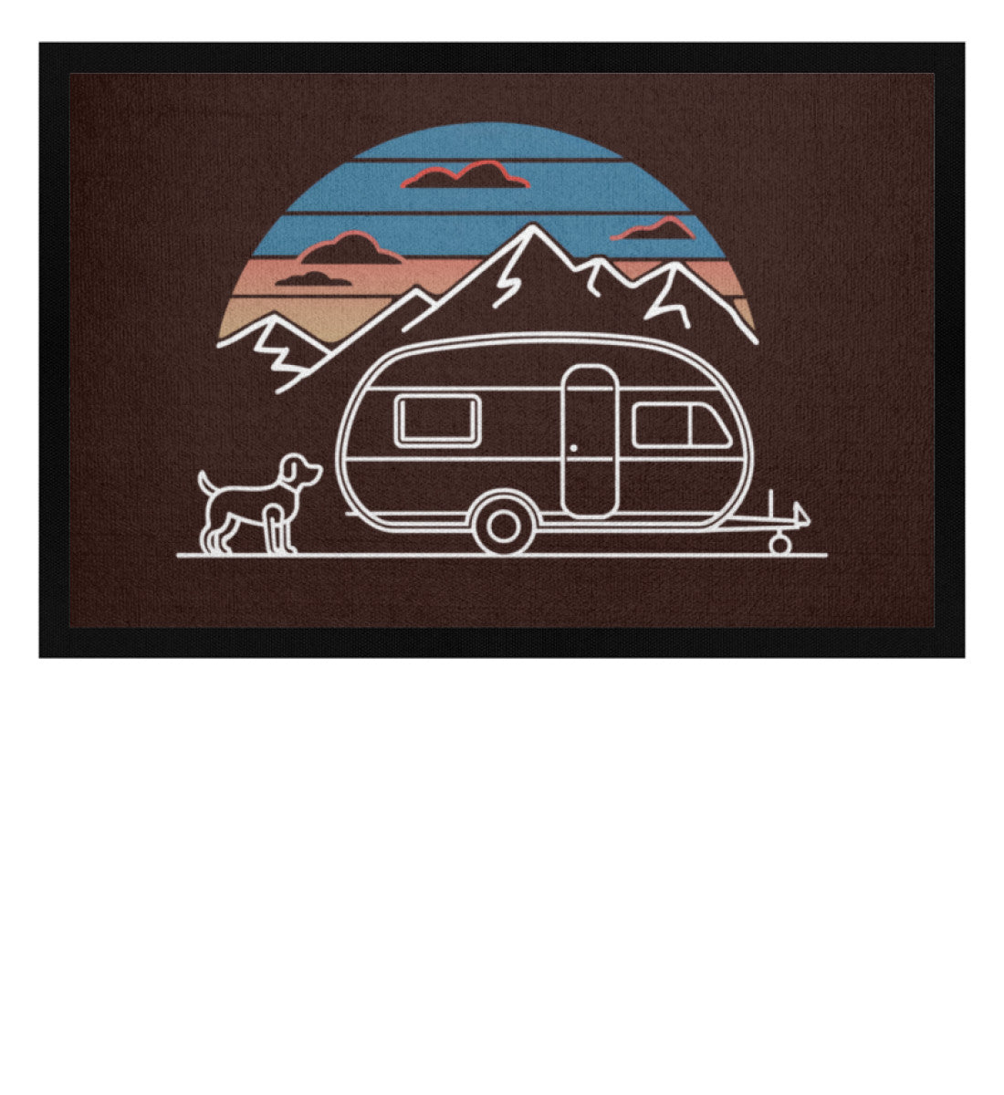 Wohnwagen mit Hund - Camping Fußmatte - LazyDonkeyDesign