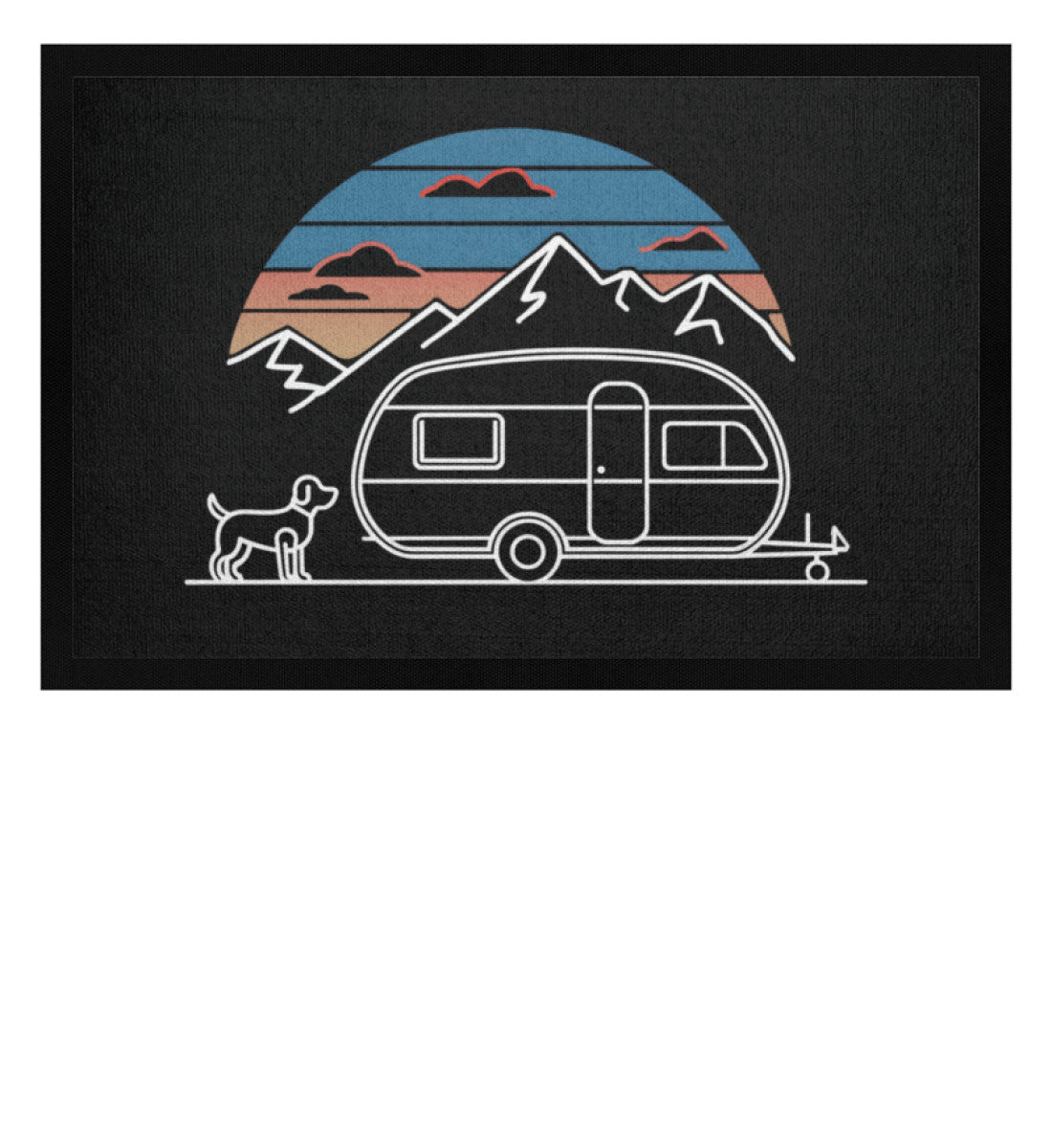 Wohnwagen mit Hund - Camping Fußmatte - LazyDonkeyDesign