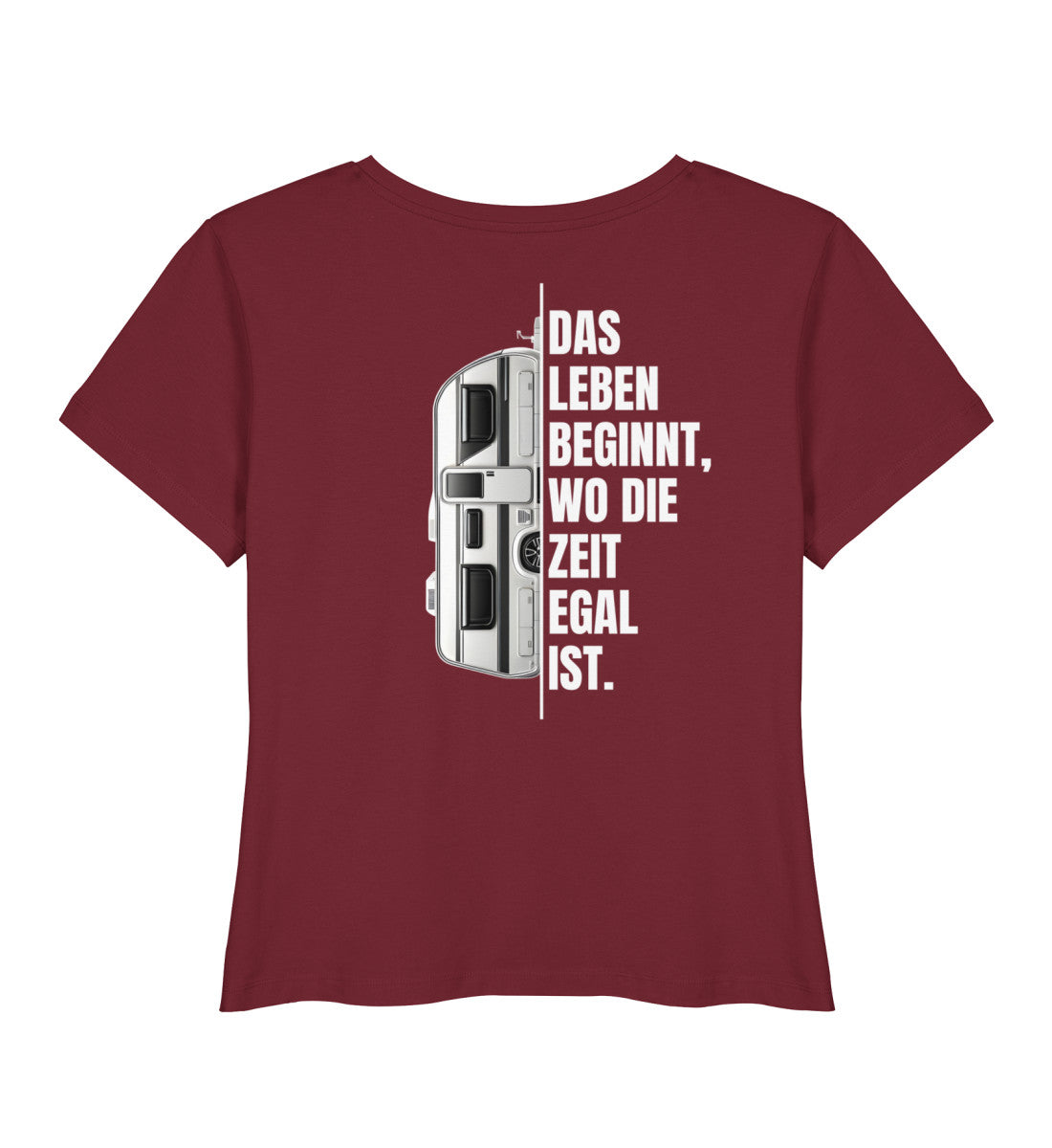 Camping ist Zeitlos - Damen Organic T-Shirt - Wohnwagen - Rückenmotiv - LazyDonkeyDesign