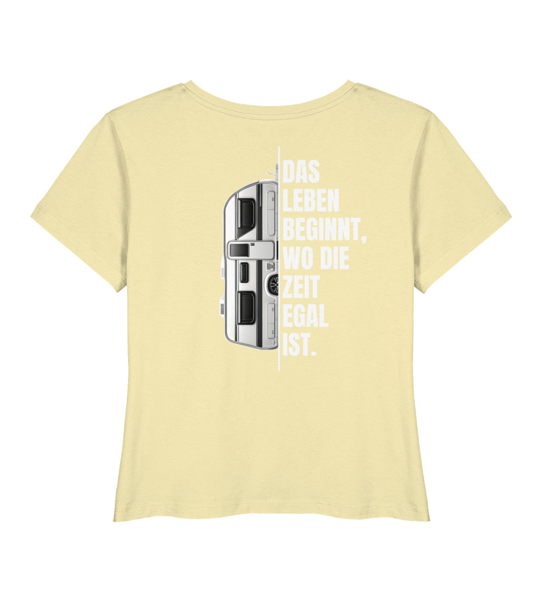 Camping ist Zeitlos - Damen Organic T-Shirt - Wohnwagen - Rückenmotiv - LazyDonkeyDesign