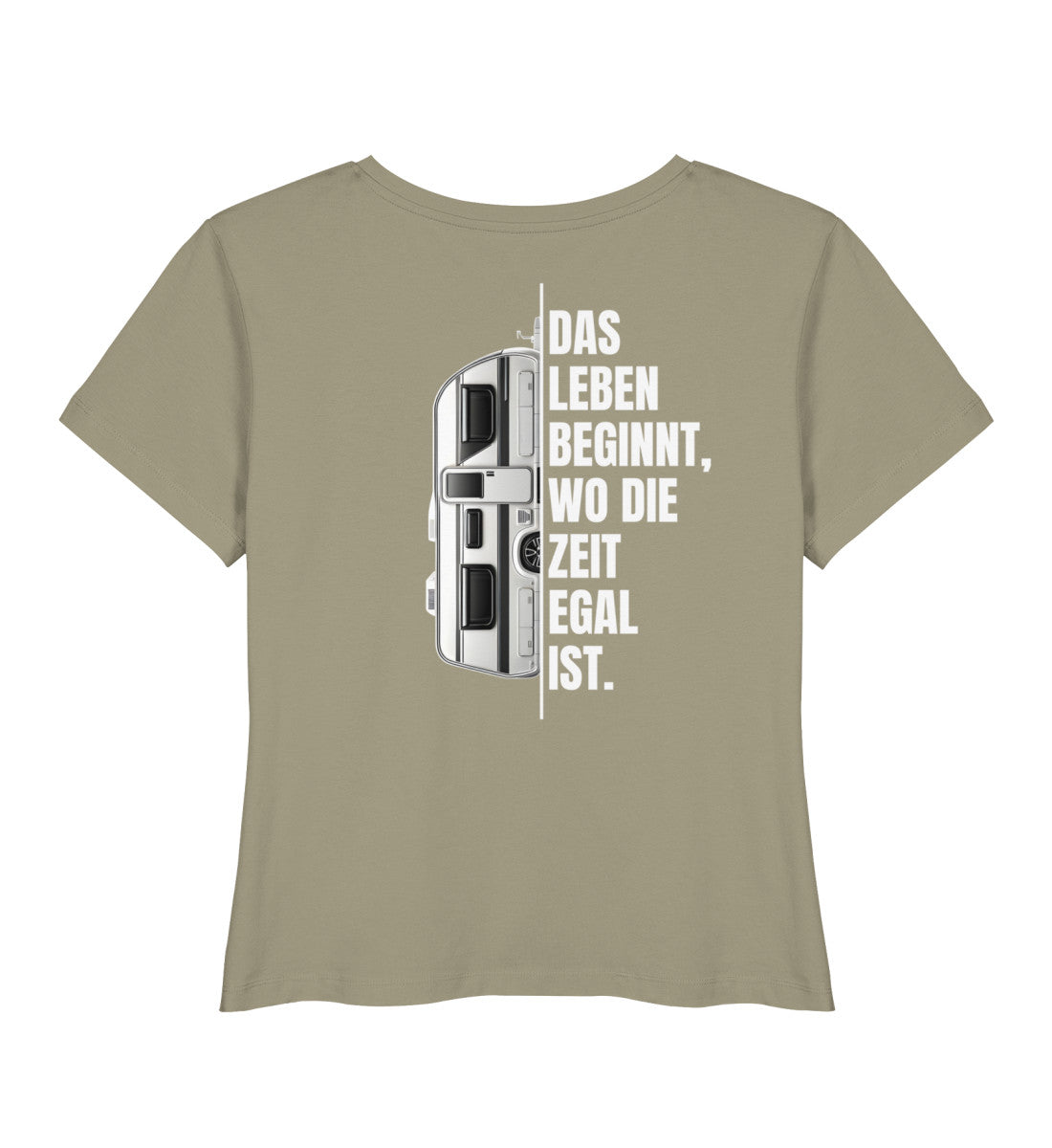 Camping ist Zeitlos - Damen Organic T-Shirt - Wohnwagen - Rückenmotiv - LazyDonkeyDesign