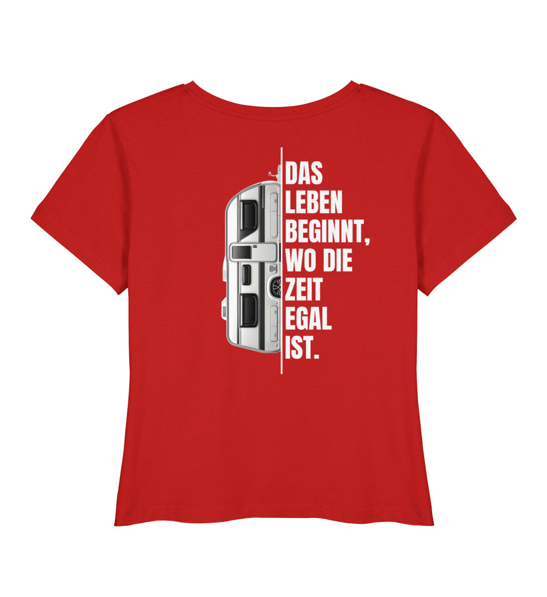 Camping ist Zeitlos - Damen Organic T-Shirt - Wohnwagen - Rückenmotiv - LazyDonkeyDesign
