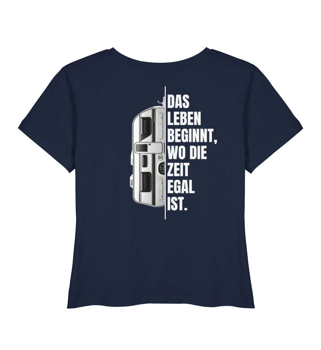 Camping ist Zeitlos - Damen Organic T-Shirt - Wohnwagen - Rückenmotiv - LazyDonkeyDesign