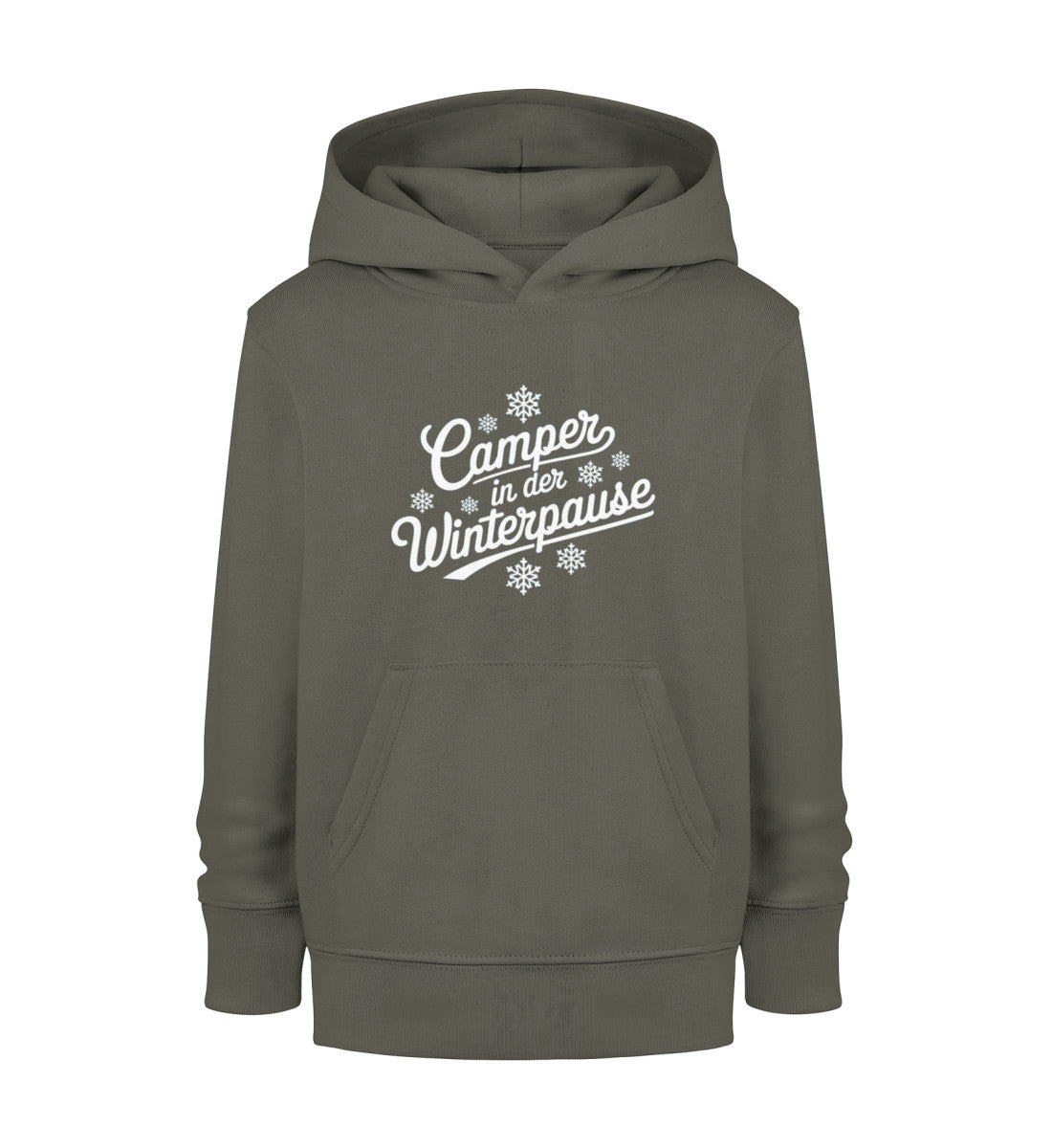 Camper im Winter - Kinder Organic Hoodie - LazyDonkeyDesign