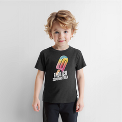 Endlich Sommerferien - Kinder Camping T-Shirt - Anthrazit meliert