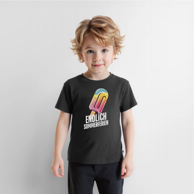 Endlich Sommerferien - Kinder Camping T-Shirt - Anthrazit meliert