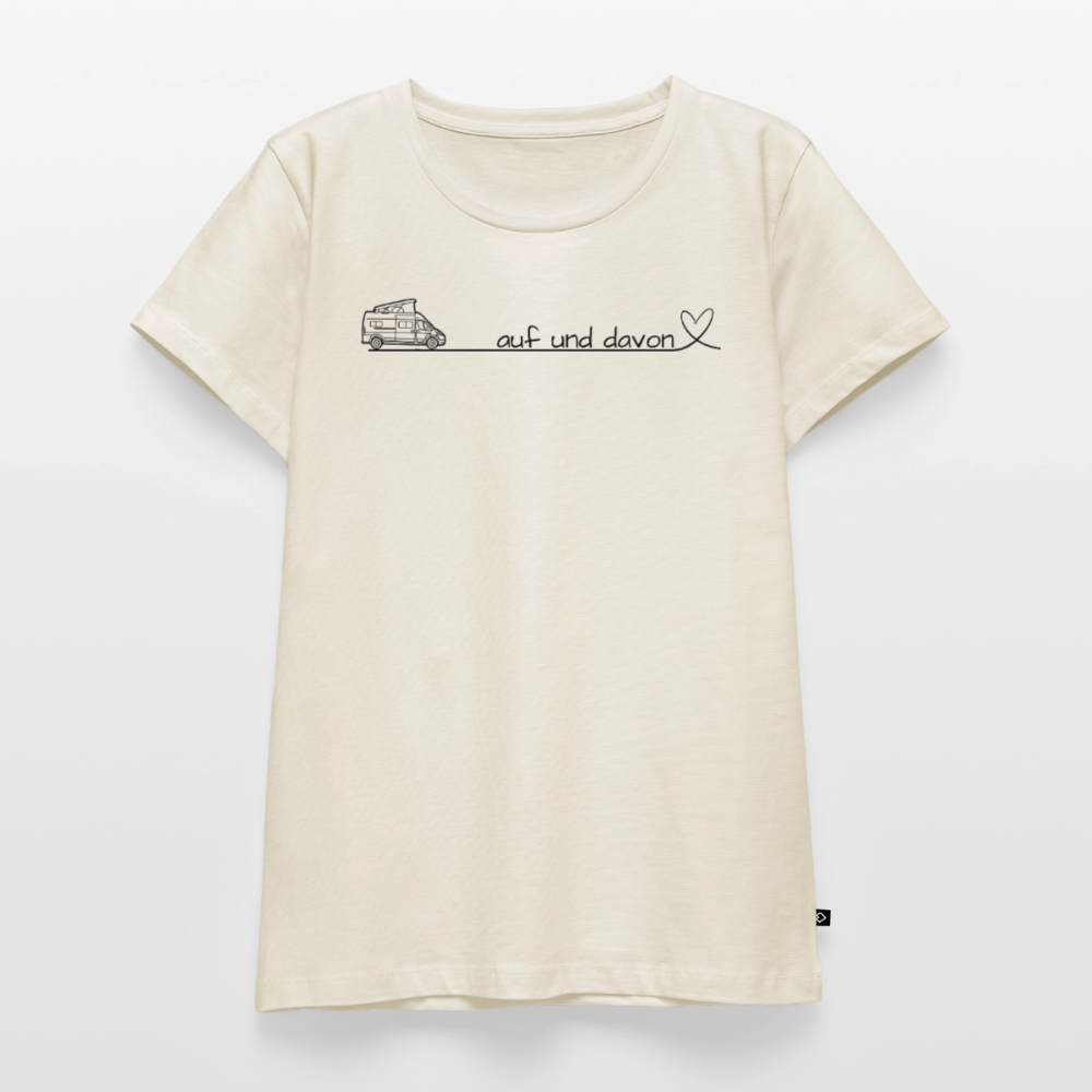 Auf und Davon - Damen Camping T-Shirt - Bulli / Van - Naturweiß