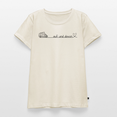 Auf und Davon - Damen Camping T-Shirt - Bulli / Van - Naturweiß