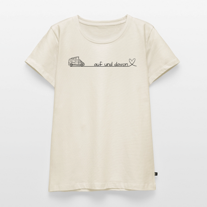 Auf und Davon - Damen Camping T-Shirt - Bulli / Van - Naturweiß