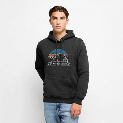 Wohnwagen mit Hund - Herren Camping Hoodie - Anthrazit meliert