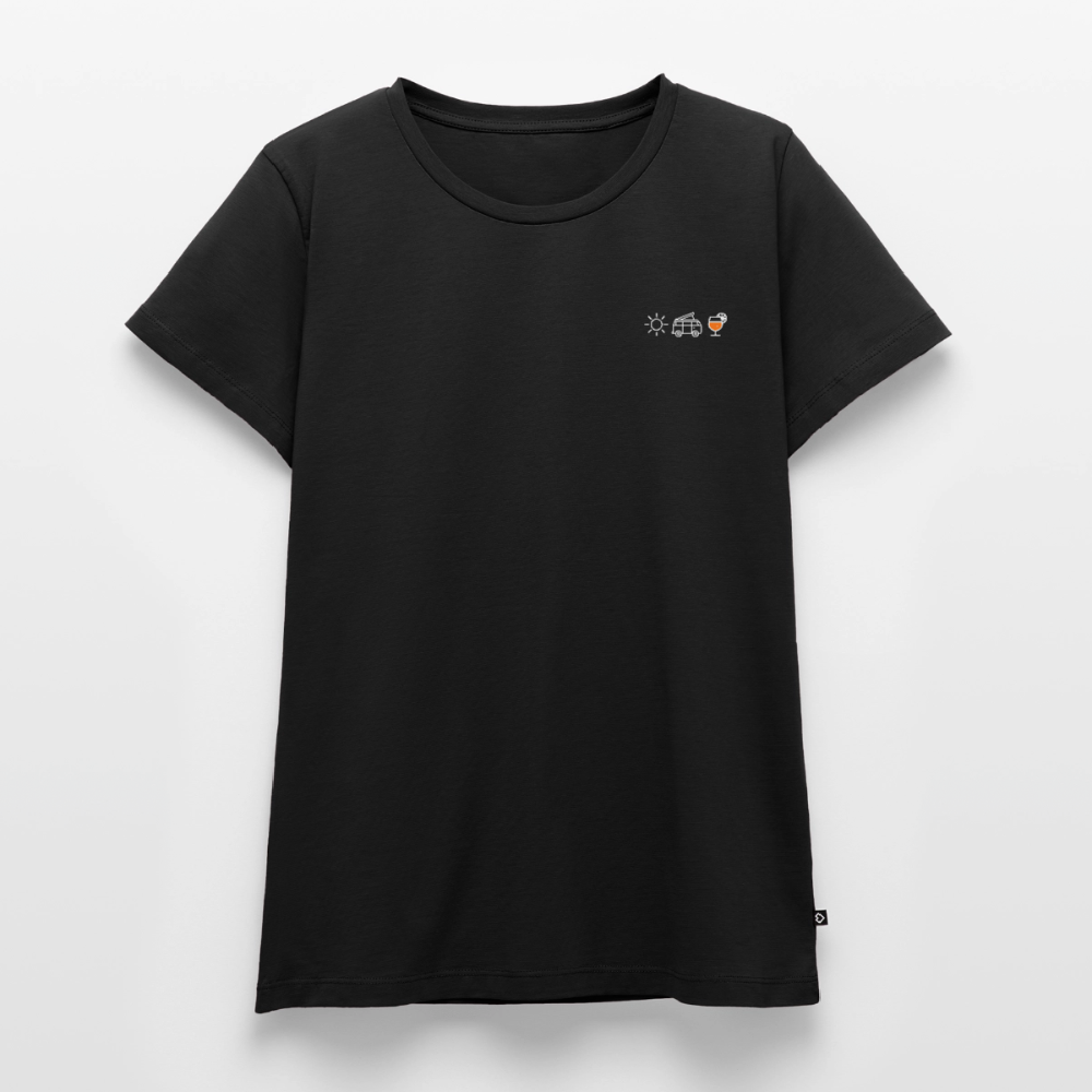 Sonne Bulli Aperol - Damen Camping T-Shirt - Schwarz
