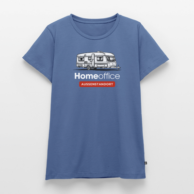 Wohnwagen Homeoffice - Damen Camping T-Shirt - Taubenblau