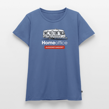 Wohnwagen Homeoffice - Damen Camping T-Shirt - Taubenblau