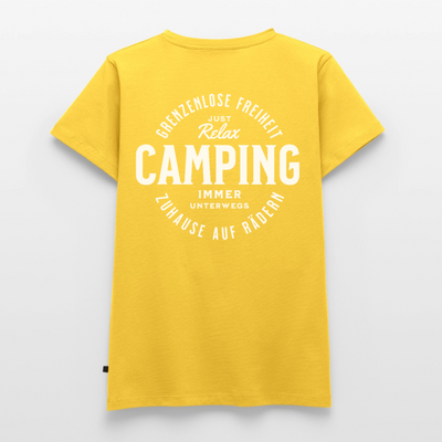 Grenzenlose Freiheit - Damen Camping T-Shirt - Sonnengelb