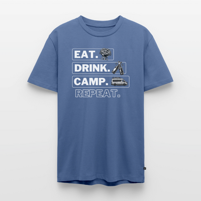 Eat Drink Camp - Herren Camping T-Shirt - Vanlife - Taubenblau