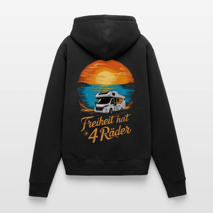 SS - Freiheit hat 4 Räder - Damen Camping Hoodie - Wohnmobil - Schwarz