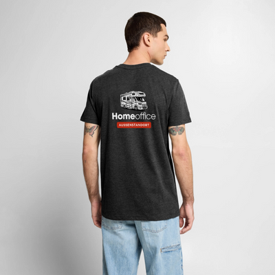 Wohnmobil Homeoffice - Herren Camping T-Shirt - Rückendruck - Anthrazit meliert