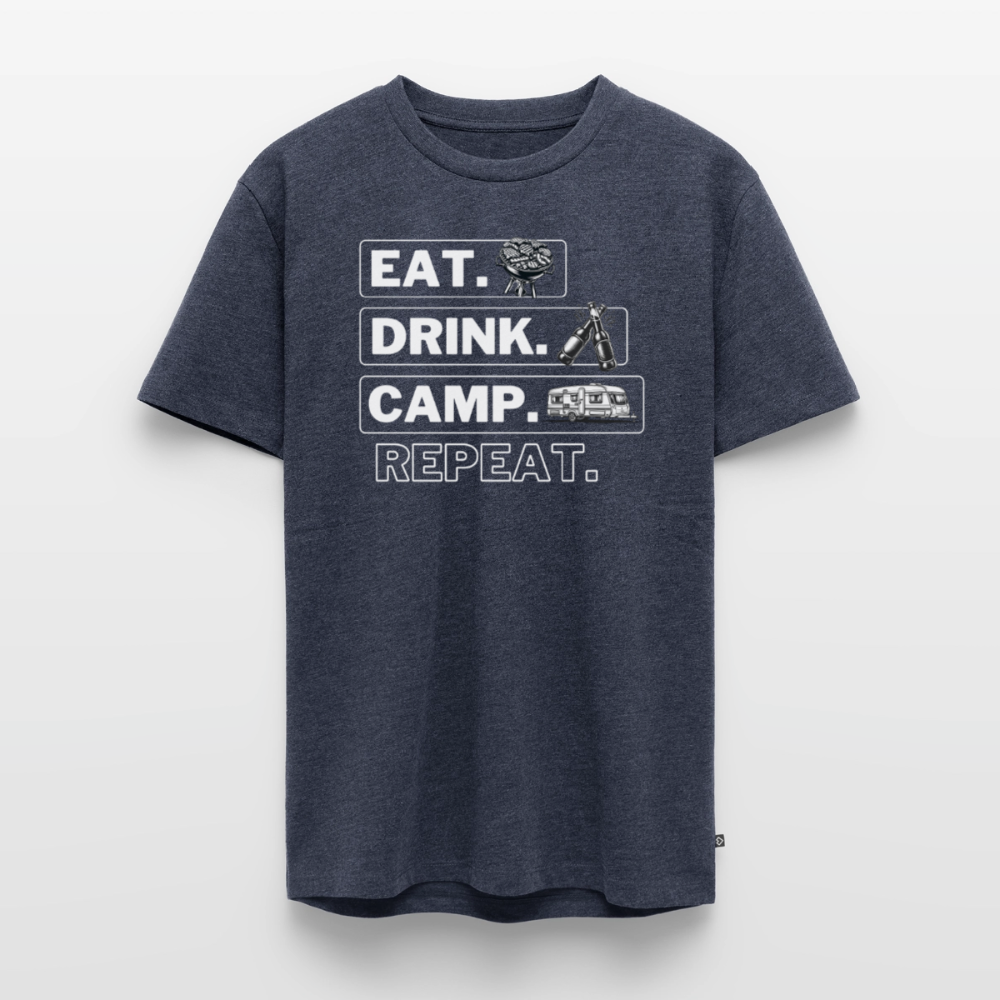 Eat Drink Camp - Herren Camping T-Shirt - Wohnwagen - Jeansblau 